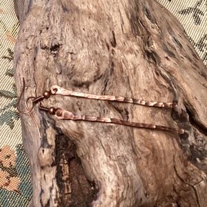 Hammered Oxidized Copper Stick Earrings 2.5”
